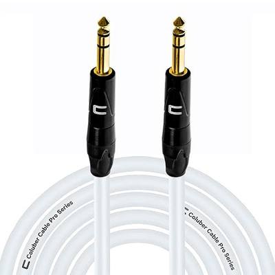 1/4 TRS Male to 1/4" TRS Male - 3 Feet - White - 1/4 (6.35mm) Stereo Balanced Male to Male Connector for Powered Speakers, Audio Interface or Mixer for Live Performance & Recording