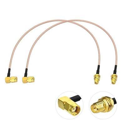 Bingfu WiFi Antenna Extension Cable (2-Pack) RP-SMA Male Right Angle to RP-SMA Female Bulkhead Mount RG316 Cale 30cm 12 inch for WiFi Router Security IP Camera Monitor Mini PCIE Card