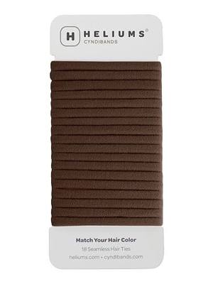 Heliums Thin Seamless Hair Ties - Dark Brown - 6mm Nylon No Damage Ponytail Holders, 1.75 Inch, Medium Hold for Thin to Normal Hair - 18 Pack