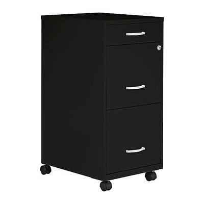 Lorell NuSparc Mobile 3 Drawer Locking Filing Cabinet | Pre-Assembled Steel Construction | Space-Saving Design is Perfect for Home and Small Office | Letter-Size | Assembled in North America