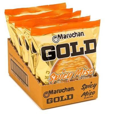 Maruchan Gold Ramen Noodle Soup, Spicy Miso Flavor – Restaurant Quality Japanese-Style Instant Noodles, Quick & Easy Meal – 4.21 Oz. (5 Pack)