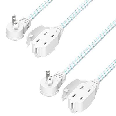Cable Matters 2-Pack Braided Low Profile 3 Outlet Flat Extension Cord, 6ft
