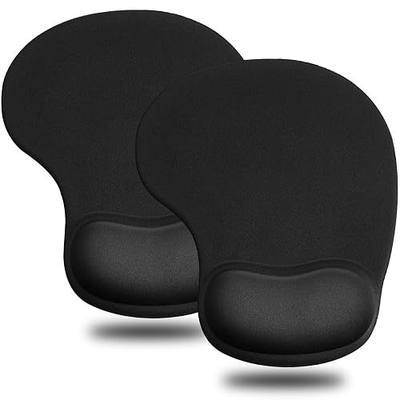 JIKIOU Ergonomic Mouse Pad with Gel Wrist Rest 2 Pack, Portable Small Black | Upgraded-Prevent Gel Leakage, Ergonomic Design for Pain Relief, Cooling Gel filled, Smooth Lycra Surface, Non-Slip PU Base