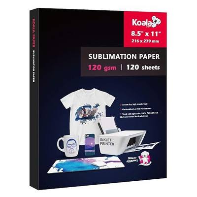 Koala Sublimation Paper 8.5x11 Inch 120gsm 120 Sheets for DIY Mugs T-Shirts | Apply for Personalize Tumbler and Other Sublimation Blanks, Only Compatible with Sublimation Ink