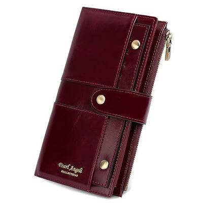 Pearl Angeli Wristlet Wallets for Women Waxy Leather Credit Card Wallet with Rfid Blocking