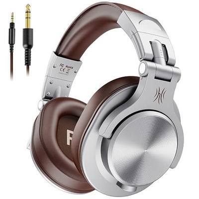 OneOdio A71 Hi-Res Studio Recording Headphones - Wired Over Ear Headphones with SharePort, Monitoring Mixing Foldable Headset with Stereo Sound, 3.5/6.35MM Jack for PC Computer DJ Guitar-Silver