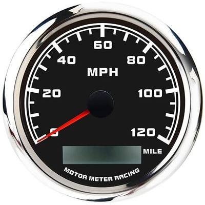 MOTOR METER RACING 85mm 3-3/8" W Pro GPS Speedometer | Digital Odometer, 120 MPH, Waterproof, Black Dial, White LED, Car, Truck, Marine, Boat, Yacht, Motorcycle