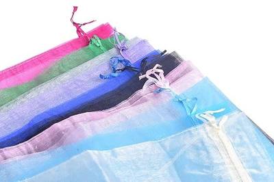 Sansam Large Drawstring Organza Gift Bags,50pcs 10.0''x14.0'' Large Mesh Bags with Drawstring for Fruit Protection,Gift Storage, Party Favors,Sachets