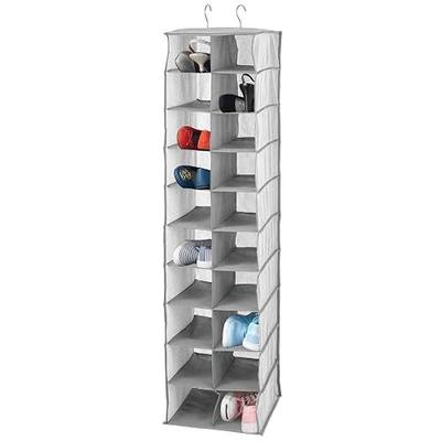 mDesign Soft Fabric Closet Organizer - Holds Shoes, Handbags, Clutches, Accessories - Large, 20 Shelf Over Rod Hanging Storage Unit - Gray