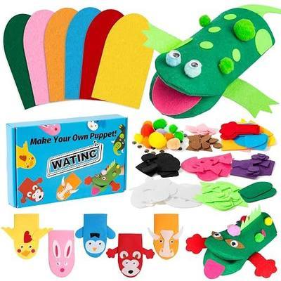 WATINC Hand Puppet Making Kit, Felt Sock Puppet Toys for Kids (Animals) | 6 Styles, Make Your Own Storytelling & Role Play Crafts, Creative Group Activity, Party Favors & Gifts for Kids Ages 4-8