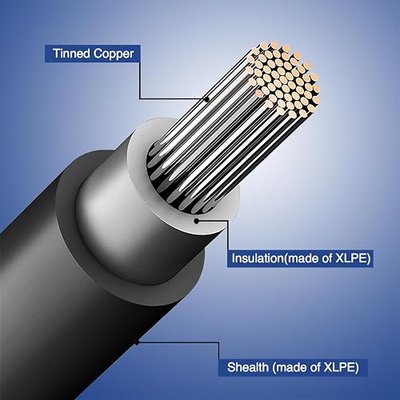 Solar Cable 10 Feet 2x10 AWG Twin Wire Solar Extension Cable, Copper Strand with Female and Male Connectors on Both Ends, Solar Panel Cable Wire & Adaptor for Home, Shop and RV Solar Panels