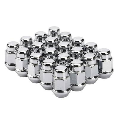 Wheel Lug Nuts, 12x1.5, Chrome, 20PCS | Closed End Bulge Acorn, Cone Seat, 19mm Hex, Aftermarket Wheels