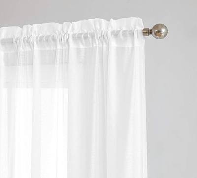 Warm Home Designs Pair of Premium Quality Extra Long 54 x 108 Inch Sheer White Faux-Linen Rod Pocket Curtains. Total Width of Affordable Drape Panels is 108". Fit 1.5 Inch Rod. J White 108"