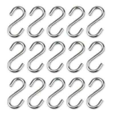 15 Pack Heavy Duty Stainless Steel S Shaped Hooks 2.2 Inch Long 1/5 Inch Thickness S Metal Hooks