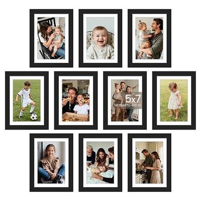 upsimples 5x7 Picture Frame, Photo Collage Wall Decor Set of 10, Black | Small Frame Fit 4x6 and 5 x 7 Photos, Wall or Tabletop Display, For Gallery Hallway Living Room, For Christmas Mother's Day