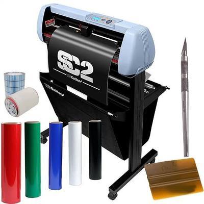 USCutter 28" SC2 Vinyl Cutter Plotter Machine w/Catch Basket, Oracal 651, Tape, Tools (Signshop Bundle)