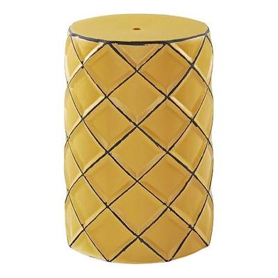 Heavy Duty Ceramic Stool Garden Stool for Indoor Outdoor Decorative Side Table, 17.5" H x 12" Dia, Yellow