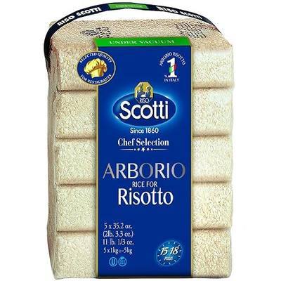 Riso Scotti - Arborio Rice for Risotto, 11 lbs (5 Pack x 1 Kg) | Chef Selection, Italian Arborio Risotto Rice, Vacuum Packed, Gluten Free, Non-GMO, Product of Italy