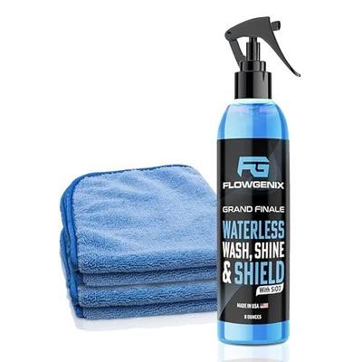 Flowgenix™ Waterless Car Wash Spray - Grand Finale - Motorcycle Cleaner & Car Wax Polish (8 oz) - Ceramic Coating - Incl. 2 Microfiber Towels - Quick Detailer Spray to Make Your Vehicle Shine