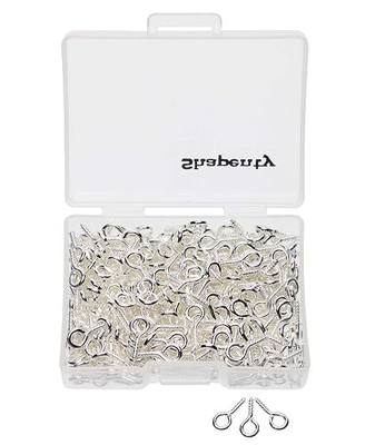 Shapenty 300PCS Mini Metal Hoop Peg Screw Eye Pin Hook for Arts & Crafts Projects, Cork Top Bottles, DIY Jewelry Making Findings, Charm Bead, 10 x 4.5mm