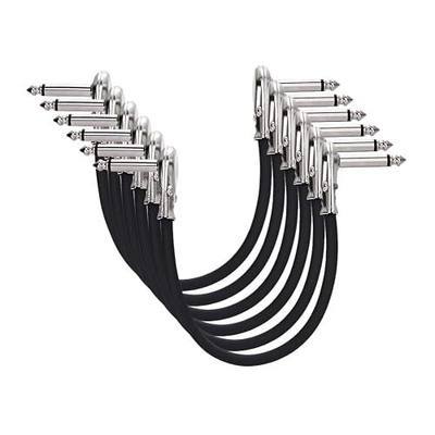 Amazon Basics 1/4 Inch Right-Angle Guitar Patch Cable for Pedal Board and Effect Pedals, 6 in, 6-Pack, Black