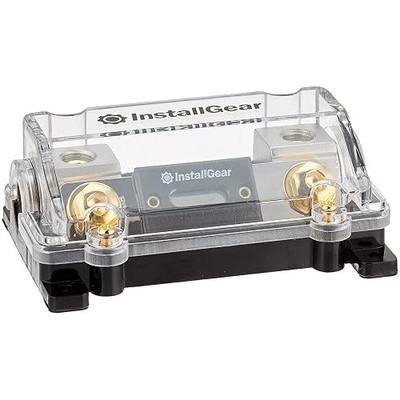 InstallGear 100 Amp In-Line ANL Fuse Holder - 0/2/4 Gauge AWG, Black, Glass, Copper, 24V DC, UL Listed