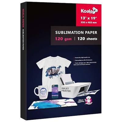 Koala Sublimation Paper 13x19 Inch 120gsm 120 Sheets, Apply for personalize Tumbler, Light Colored T-shirts and Other Sublimation Blanks, ONLY Compatible with Sublimation Ink | Apply for Personalize Tumbler and Other Sublimation Blanks, Only Compatible with Sublimation Ink
