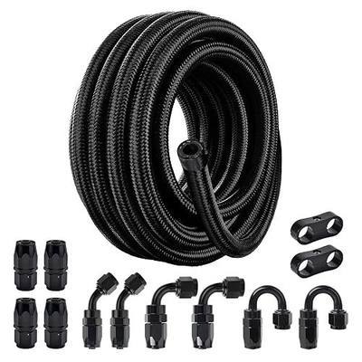 EVIL ENERGY 6AN Fuel Line Kit, 6AN Nylon Braided Fuel Line Hose Fitting Kit CPE 20FT Black