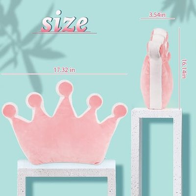 Crown Shaped Throw Pillows for Kids Room Sofa Decoration, Pink | Cute Chair Pillow