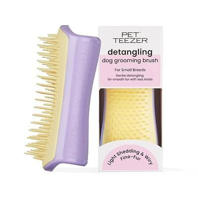 Pet Teezer Detangling Dog Brush for Light Shedding, Small, Lilac & Yellow | Dog grooming tool with patented two-tier teeth to detangle & lift dirt for thick, double-coated dogs & wet or dry fur