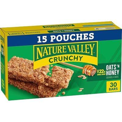 Nature Valley Crunchy Granola Bars, Oats 'n Honey, 30 Ct, 22.35 oz (15 Pouches)