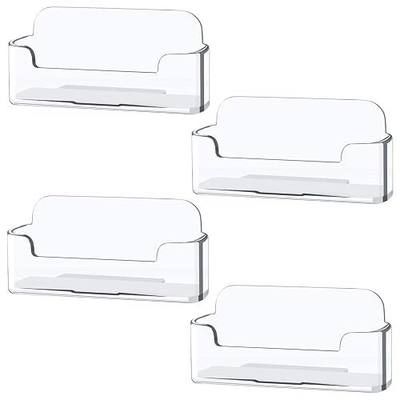 Qizpcer 4 Pack Clear Plastic Business Card Holder,Acrylic Business Card Display for Desk Business Card Stand