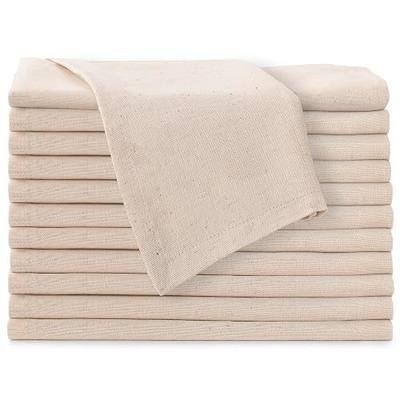 FINGERCRAFT Dinner Cloth Napkin Cotton Linen Blend 12 Pack Natural Premium Quality Mitered Corner Everyday Use Wedding Farmhouse Parties Dining Pre Shrunk Washable Reusable 20x20 inch Ivory