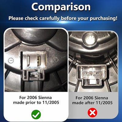 87103-06031 700054 HVAC Heater Blower Motor Air Conditioning and Heating Fits for 2004-2008 Toyota Solara, 2002-2006 Toyota Camry, 2004-2006 Toyota Sienna