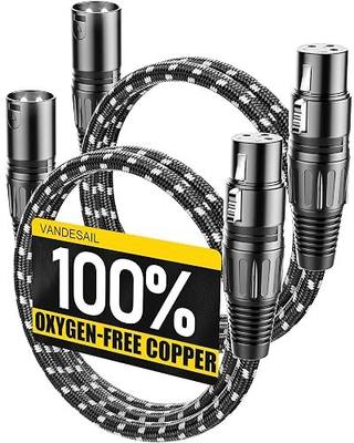 XLR Cables 3ft 2 Pack,Short Microphone Cable OFC Noise Reduction | XLR Male to Female Balanced Microphone Cord 3 pin,3 Foot Short mic Cord Oxygen-Free Copper Nylon Braided Black