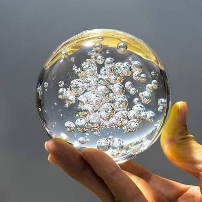 ChezMax Crystal 2 inch (50mm) Bubble Crystal Ball Paperweight Gorgeous Glass Ball for Decorative Ball Lensball Photography Gazing Divination or Feng Shui and Fortune Telling Ball