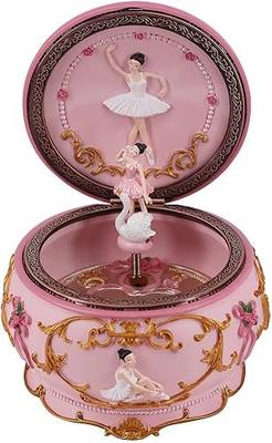 Classical Ballerina Music Box Collectible Mechanical Musical Box with Colorful Lights and Sankyo 18-Note Wind Up Signs of The Girl Heart Gift for Birthday Christmas(Swan Lake)