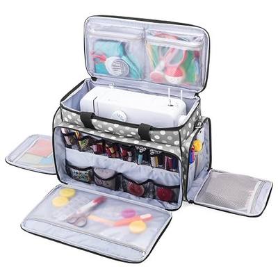 LUXJA Sewing Machine Case with Removable Padding Pad, Gray Dots | Travel Case for Most Standard Sewing Machines & Accessories, Bag Only