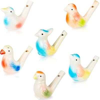 Gejoy Bird Water Whistles Ceramic Bird Call Warbling Water Whistles Colorful Porcelain Toys for Adults Birthday Easter Gift(6 Pcs,Timeless)