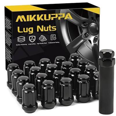 MIKKUPPA M12x1.5 Wheel Lug Nuts - Black 6 Spline 20PCS Closed End Tire Nuts | Replacement for Honda Accord, CRV, Civic, HRV, Toyota Camry, RAV4, Chevy Impala, Malibu, Hyundai Elantra, Santa Fe, Sonata