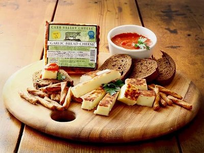 Carr Valley Bread Cheese® 3-Pack | (3) 6 oz Pieces | Authentic Wisconsin Heat & Eat Grilling Cheese (Garlic)