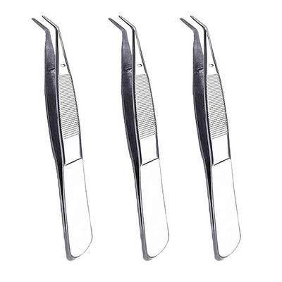CiviLight 6 Pieces Sewing Machine Oil Tweezers - 6 Inch Long Curved Precision Stainless Steel Serger Tweezers for Craft With Serrated Bent Tips