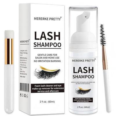 Eyelash Extension Shampoo 60 ml + Brush - Eyelid Foaming Cleanser - Sensitive Paraben & Sulfate Free - Eyelash Wash and Lash Bath for Extensions - Salon Use and Home Care