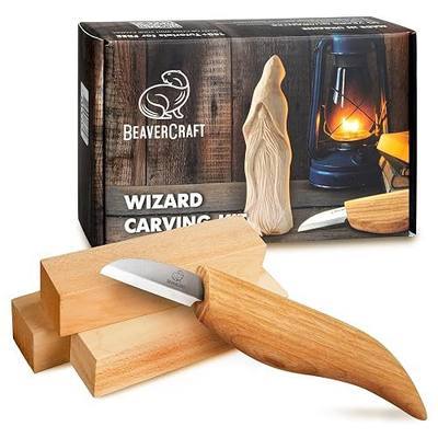 BeaverCraft Whittling Kit for Beginners, Wood Carving Kit for Beginners - Wood Carving Tools Woodworking Kit for Adults and Teens - Whittling Knife Kit with Wood Blocks - Wood Carving Set DIY03 Wizard