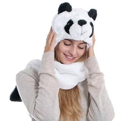 Winter Warm Plush Faux Fur Animal Paws Hat Hoods Gloves Scarf
