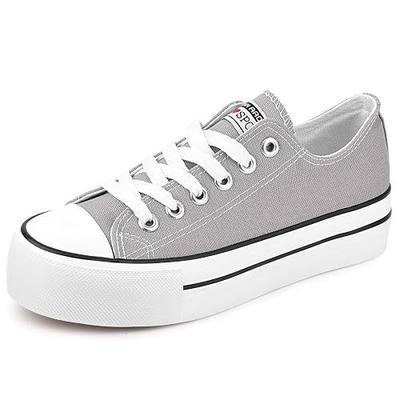 JENN ARDOR Women's Fashion Canvas Shoes Casual Platform Low Top Sneakers Lace Up Walking Flats for Women