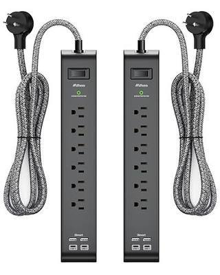 2 Pack Surge Protector Power Strip with 6 Outlets 4 USB Ports 5-Foot Long Heavy-Duty Braided Extension Cords Flat Plug 900 Joules 15A Circuit Breaker Wall Mount for Home Office ETL Listed