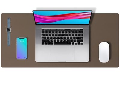 Aothia Leather Desk Pad Protector, Large Mouse Pad, Office Mat, Non-Slip PU Leather Blotter, Laptop Desk Pad, Waterproof Writing Pad for Office and Home (Coffee, 23.6" x 13.7")