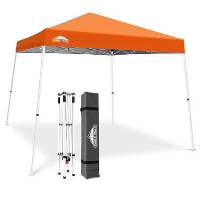 EAGLE PEAK 10x10 Slant Leg Pop Up Canopy Tent, Orange | PeakPush™ Center Lock, Easy 1 Person Setup Pop Up Tent, Portable Sports & Camping Shelter, 10x10 Base 8x8 Top, Carry Bag