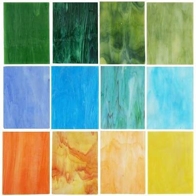 Lanyani (10 Sheets) Variety Stained Glass Sheets Pack, 4 x 6 inch Large Cathedral Glass Mosaic Tiles for Crafts, Mixed Opaque